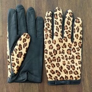 Banana Republic leopard calf hair and leather gloves size large